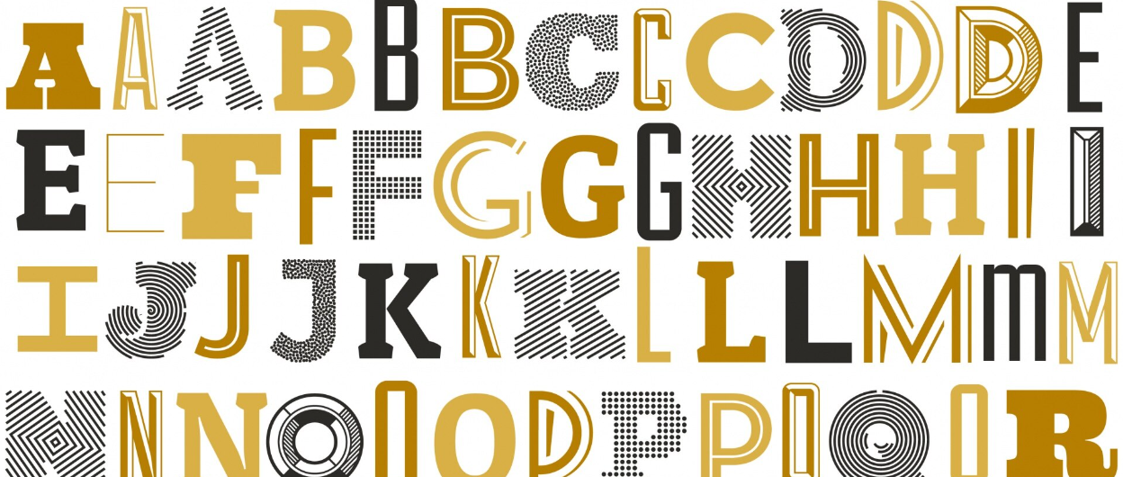 Font specimen showing the alphabet in a Nimatype typeface